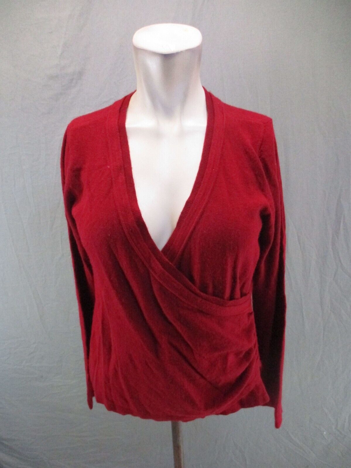 HILLARD&HANSON Size XL Womens Red Cotton Wool Cashmere Blend Wrap Sweater 921