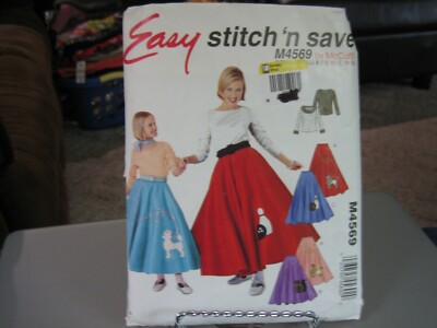 McCall's M4569 Girl's 50's Top & Poodle Skirt Costume Pattern - Size 7-16