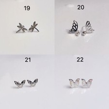 925 Sterling Silver Dainty Butterfly Stud Earrings Gift Box Free Shipping