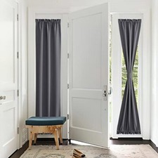 French Door Curtain - Blackout Drape Energy Saving Thermal 25" x 72" Grey