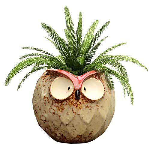 Owl Planter Ceramic Succulent Plant Pot Fun Animal Flower Container - Picture 2 of 8