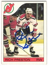 Rich Preston Autographed 1985 Topps  Card #139 New Jersey Devils