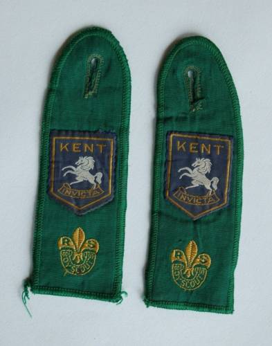 Early Boy Scout KENT County Badges on Rover Epaulettes x 2 - Picture 1 of 2