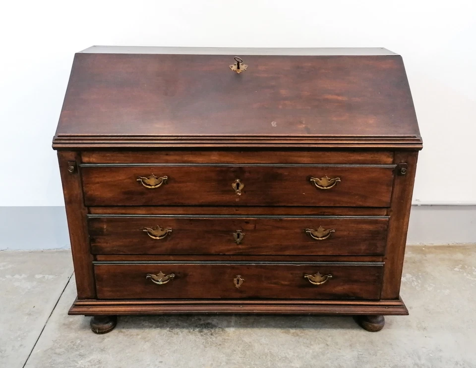 ⚜️ ANTICA RIBALTA PIEMONTESE CARLO X 1800 LEGNO NOCE COMÒ SCRITTOIO CASSETTIERA - Immagine 4 di 4