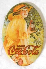 Vtg 1970's Coca-Cola Ladies Pocket Purse Mirror Oval Coke Advertising 