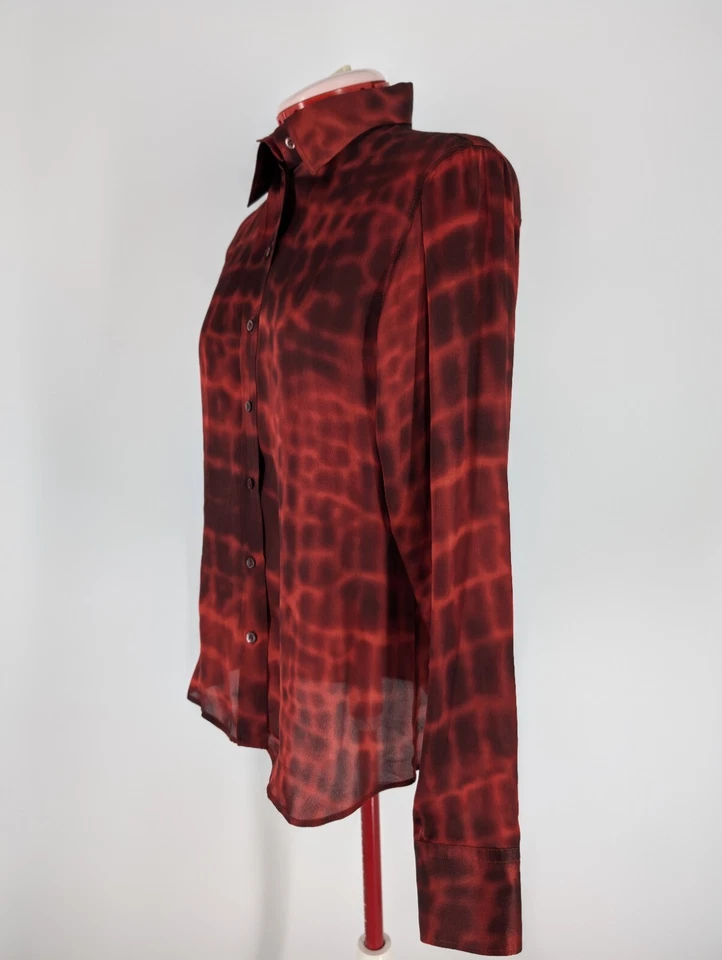 Hugo Boss 跑道丝绸抽象扎染蛇皮透明丝绸衬衫美国 6 意大利 40 — 第 2/4 张图片