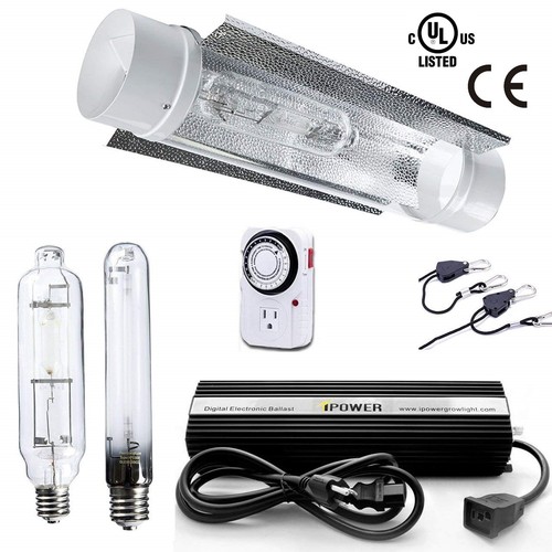 iPower 600W HPS MH Grow Light Kit Cool Tube Wing Cool Tube Reflector Hood Set - Picture 2 of 17