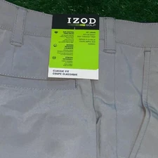 New IZOD Golf Shorts Mens Classic Fit Grey Flat Front Size 38