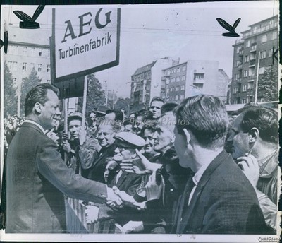 1961 West Berlin Willy Brandt Aeg Turbine Factory Protest Vintage 8x8 Photo