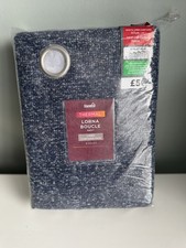 Dunelm Blue Lorna Boucle Eyelet Thermal Lined Curtains
