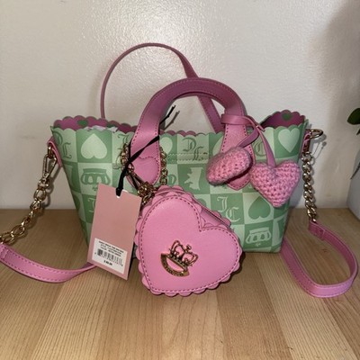 NWT Juicy Couture Sweet Break Time 2 In 1 Tote And Wristlet - Retro Green