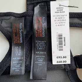 Ann Summers ADALICIA Suspender Basque, Nude/Black Sheer Mesh & Lace, UK XL F-H