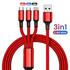 3 in 1 Fast USB Charging Cable Universal Multi Function Cell Phone Charger Cord