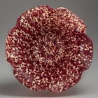 Art Studio Pottery Bowl Burgundy Spatter Spongewear Handmade Ruffled Rim 7”