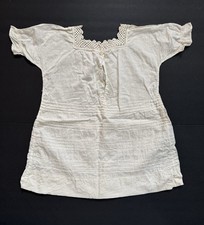 Vintage Victorian baby dress horizontal pin tucks , crocheted collar .