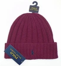 NEW MENS "POLO RALPH LAUREN RIBBED CUFFED PONY BEANIE HAT WOOL BLEND WINTER CAP"