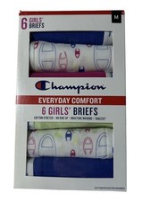 Champion Youth Girls Everyday Comfort Briefs Sz Medium Cotton Stretch 6 Pk