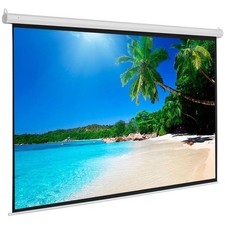 100" 4:3 Projector Screen Manual Pull Down Projection Matte White Home Office
