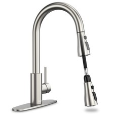 Grifo De Cocina V  i Rociador Extraible De Arco Alto En Niquel Cepillado