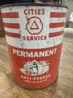Vintage CITIES SERVICE Permanent Anti-freeze 1 Gallon Gas Service Station Empty