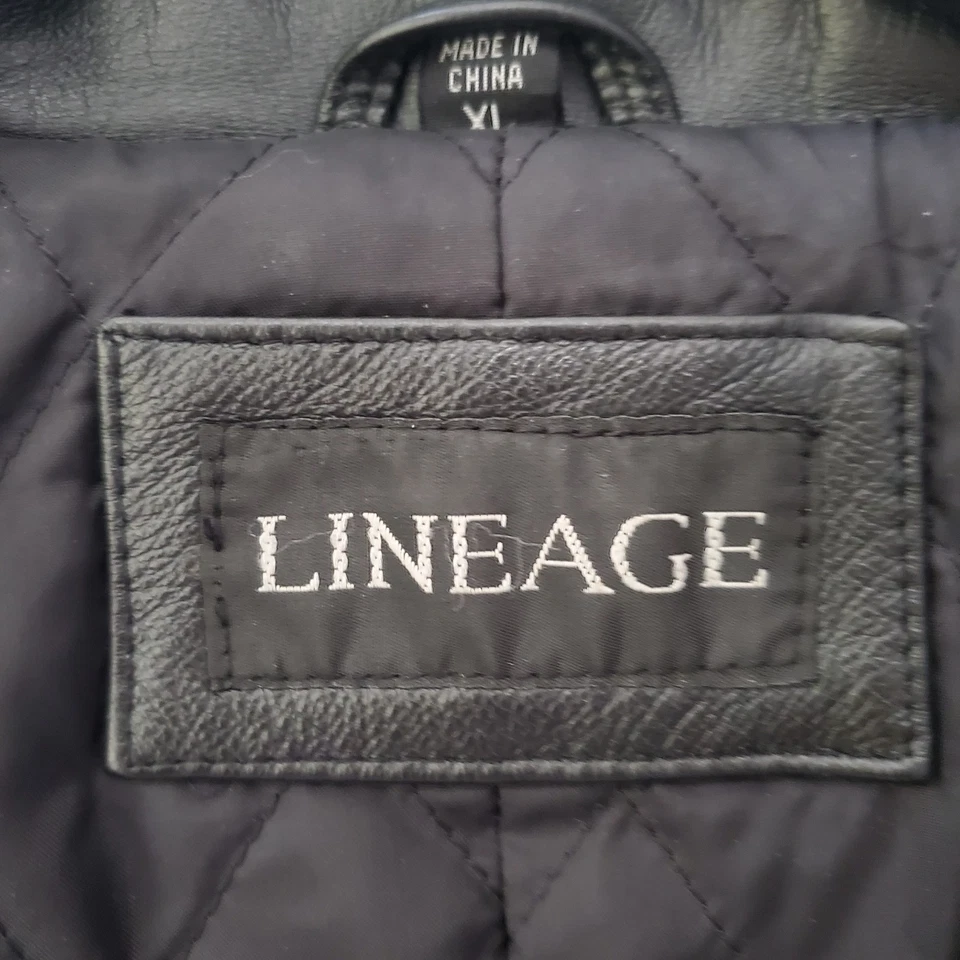 Vintage LINEAGE 90' Black Heavy Insulated Leather Long Men's Trench Coat Sz XL - Image 3 of 4