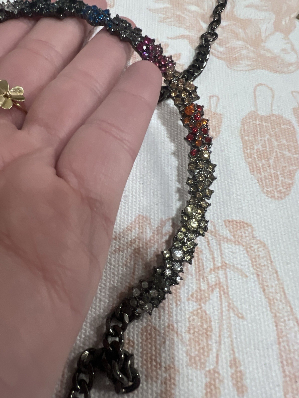 Rhinestone Collar Statement Necklace Signed Logo … - image 16