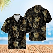 Pineapple Pattern Hawaiian Shirt Colorful Summer Aloha Shirt For Men Women Perfe
