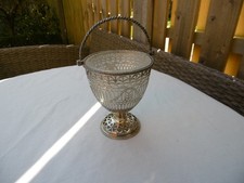 1776 fine Georgian silver swing handled basket by B Davenport with liner