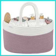 Rope Diaper Caddy Organizer 8.5" x 15" x 8" - Large Baby Diaper Basket with 3...