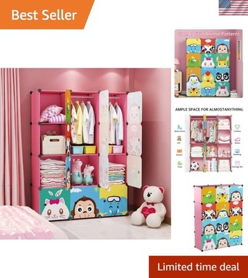 Children Wardrobe Kid Dresser Cute Baby Portable Closet Bedroom Armoire Cloth...