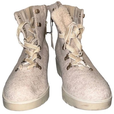 Anne Klein Donata Hiking Boots Beige Womens 8.5 New Without Box