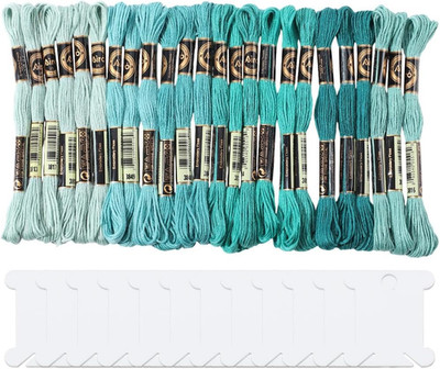 24 Skeins 6 Strands Green Embroidery Floss Threads Variegated Gradient Cross Sti