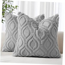 Throw Pillow Covers 18x18 Inch Set of 2, Soft Plush 18" x 18" Pack of 2 Grey