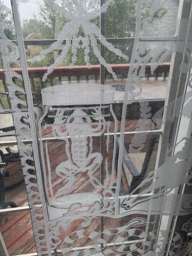 HERITAGE LACE WHITE "CURIOSITIES" DOOR/WINDOW/CURTAIN PANEL HALLOWEEN 76" x 38" - Picture 6 of 11