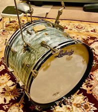 Vintage Original 1960 Ludwig Drum Sky Blue Bass Drum Transition Badge 22"