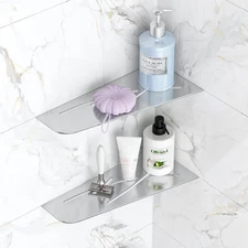 Shower Corner Shelf 304 Stainless Steel 12" Corner Shelf Bathroom Shampoo Hol...