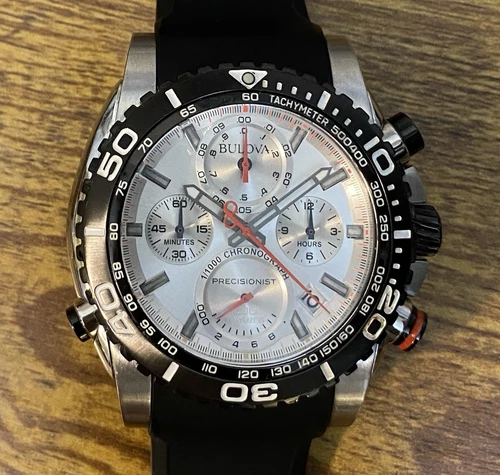 Bulova Precisinist Chronograph Men’s Watch 98b210 ~ No Box ~ Tested And Working