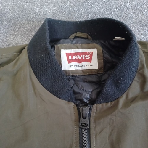 Chaqueta Levi's Hombre Grande Verde Bomber con Borde Negro Cremallera Completa, Forrada - Imagen 3 de 12