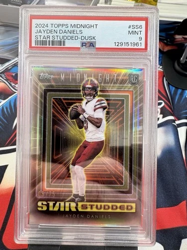 2024 Topps Midnight Jayden Daniels Rookie Star Studded Jersey Match 5/75 SP PSA9