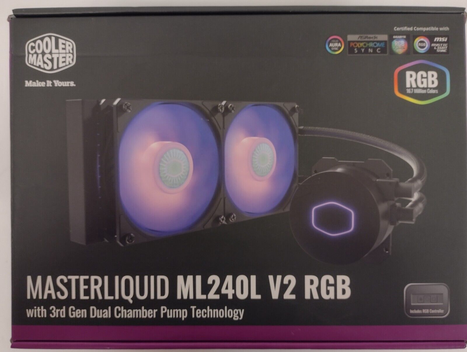 CoolerMaster MasterLiquid ML240L RGB V2, Close-Loop AIO CPU Liquid Cooler,  240 R