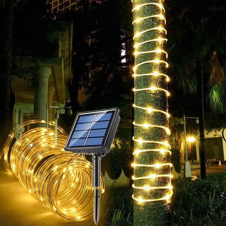 Outdoor Solar String Lights Rope Tube Lights Waterproof LED Garden Decor Lamp - Image 2 of 4