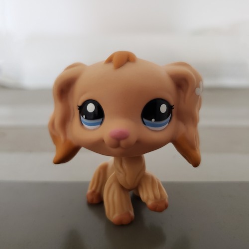 Littlest Pet Shop LPS #1716 Tan Cocker Spaniel Dog Blue Eyes Rare Puppy Toy