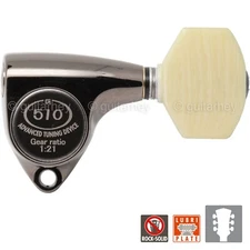 NEW Gotoh SGV510Z-M07 Tuners L3+R3 Set IVORY Buttons 21:1 Ratio 3x3, COSMO Black