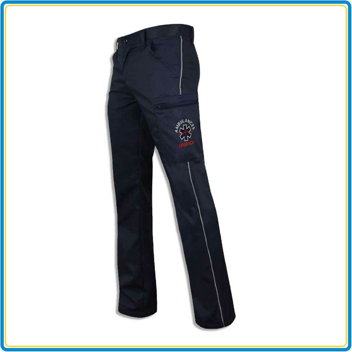 Pantalon De Travail Déperlant Ambulance® Taille 44 - Bandes Fluo, Marine, Neuf étiqueté