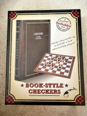 New Berkshire Vintage Game Room Book Style Checkers Chess Set New In Box
