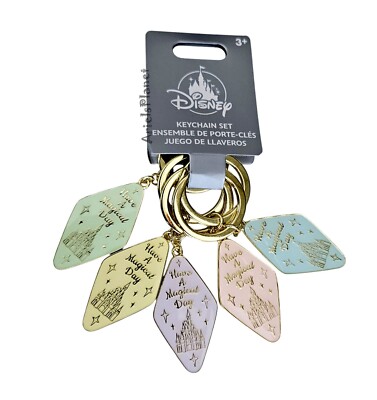 Disney Parks Cinderella Castle Have a Magical Day Keychain Bag Charm Set of 5