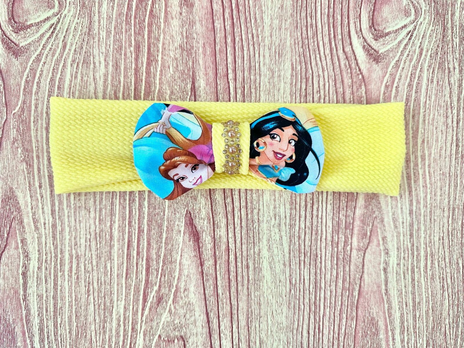 Headband with a Matching Beautiful Princesses Bow for a 3 To 5 Years Old Girls