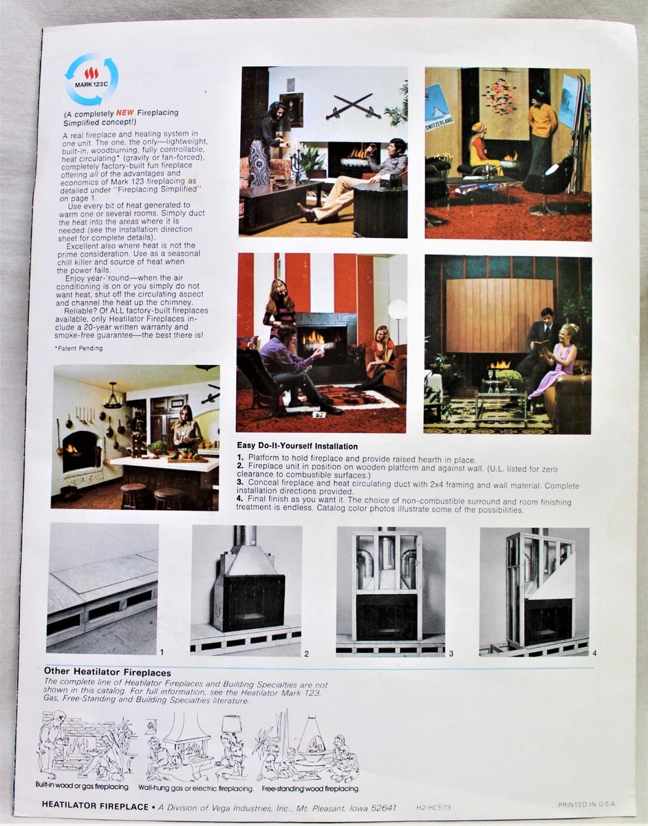 VEGA INDUSTRIES HEATILATOR FIREPLACES ADVERTISING SALES BROCHURE 1970s  VINTAGE | eBay