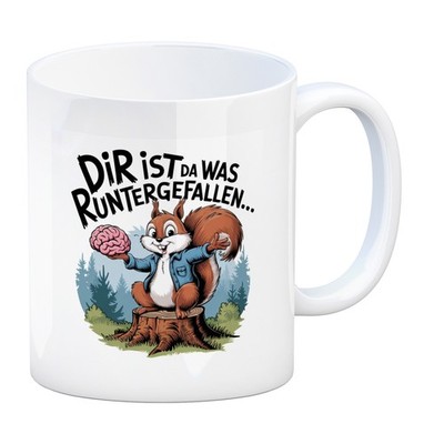 Dir ist was runtergefallen Kaffeebecher - Eichhörnchen hält Gehirn