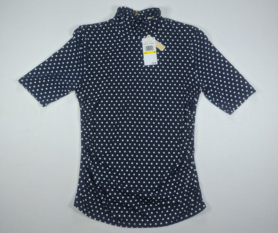 Michael Kors M Women's Midnight Blue / White Polka Dot Blouse NWT